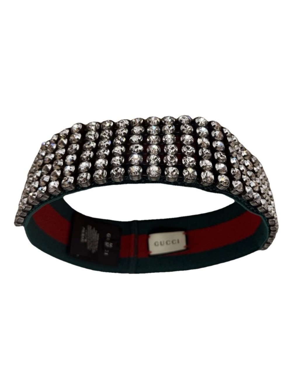 Gucci Crystal & Green-Red Web Headband - Picture 3 of 4